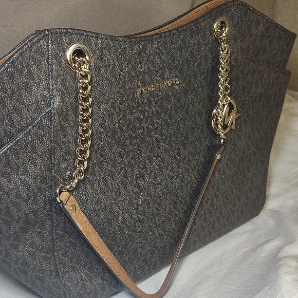 Michael Kors Dark Brown Tote with Gold Accents - Picture 5 of 12